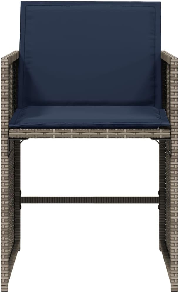 Patio Chairs with Cushions 4 pcs Gray Poly Rattan Outdoor Furniture Comfortable Seating Durable Garden Chairs with Removable Cushions for Patio Garden Lawn and Backyard