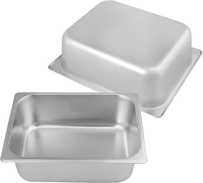 3 PCS 1/2 Size 4 Inch Deep Stainless Steel Steam Table Pans Anti-Jamming Steam Pan Hotel and Restaurant Catering Food Pans by GENHAKON