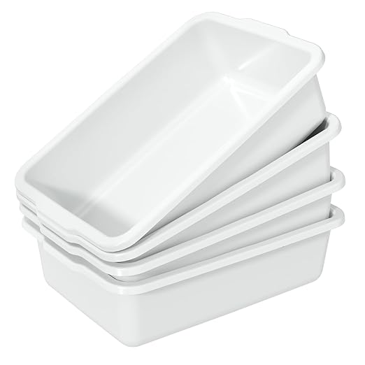35 L Plastic Large Bus Bin Commercial Bus Tubs White 4 Packs