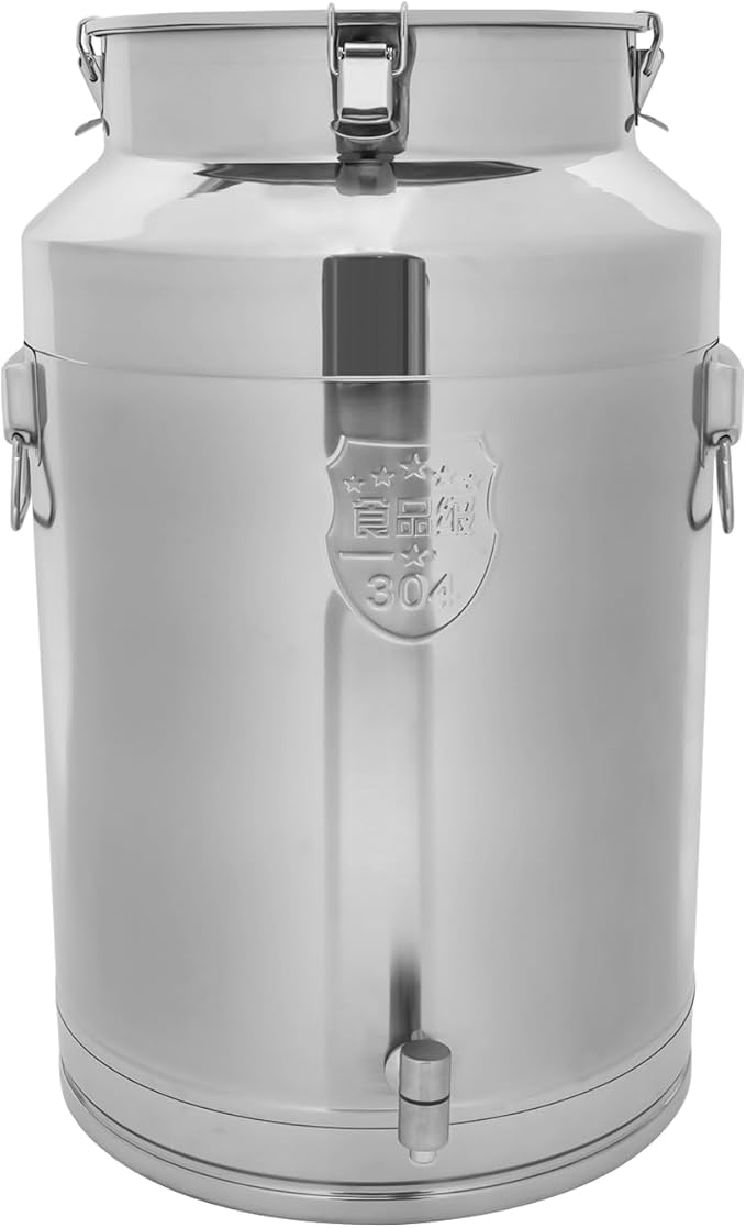 76L Stainless Steel Milk Can Heavy Duty Food Storage &amp Transport Container for Dairy Wine Grains Ideal for Home Farm &amp Commercial Use With a Faucet
