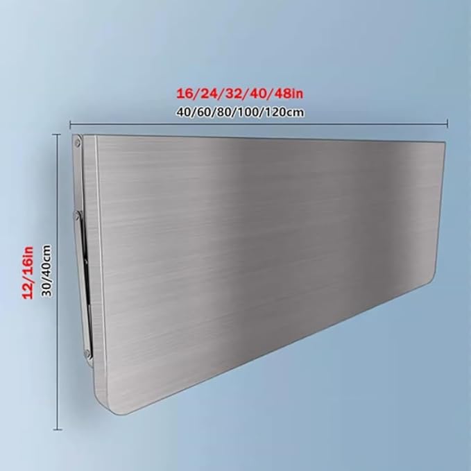Drop Down Folding Table Wall Mount Concession Shelf Stainless Steel Food Truck Shelves Trailer Countertop Extension Wall Workbench for Kitchen Laundry Room(60x40cm/24x16in)