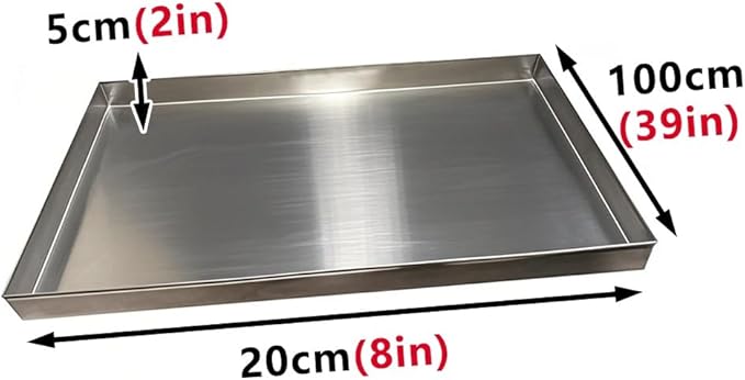 Washing Machine Pan 304 Stainless Steel Washing Machine Drain Pan Kitchen Factory Warehouse Garage Drain Tray Spill Containment Platform Pallets(20x100cm(8x39in))