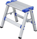 SUPVOX Household Aluminum Alloy Folding Stool Portable Step Stool Handle Dual Function Chair for Camping and Kitchen Use Lightweight and Compact Design Random Style