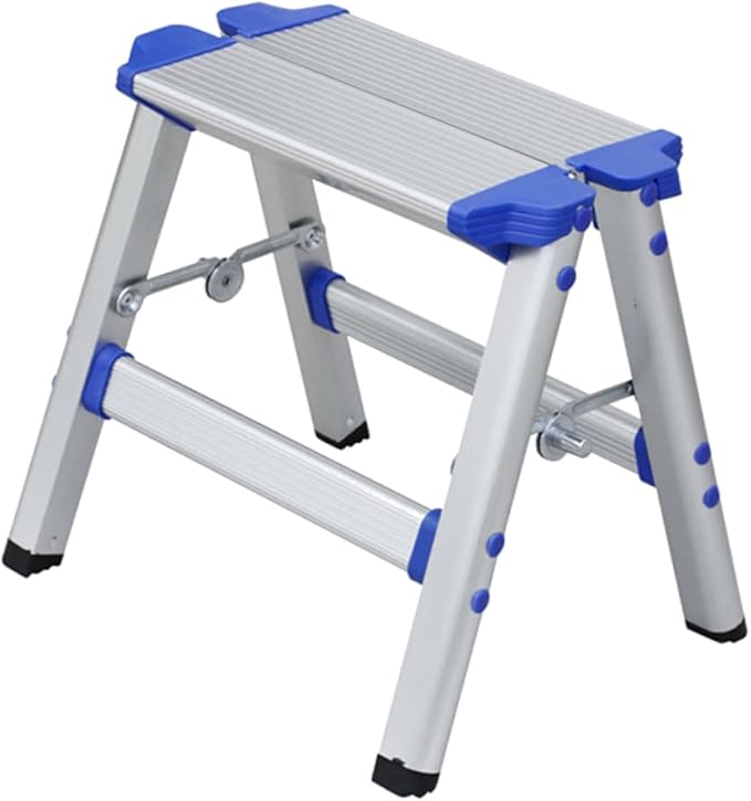 SUPVOX Household Aluminum Alloy Folding Stool Portable Step Stool Handle Dual Function Chair for Camping and Kitchen Use Lightweight and Compact Design Random Style