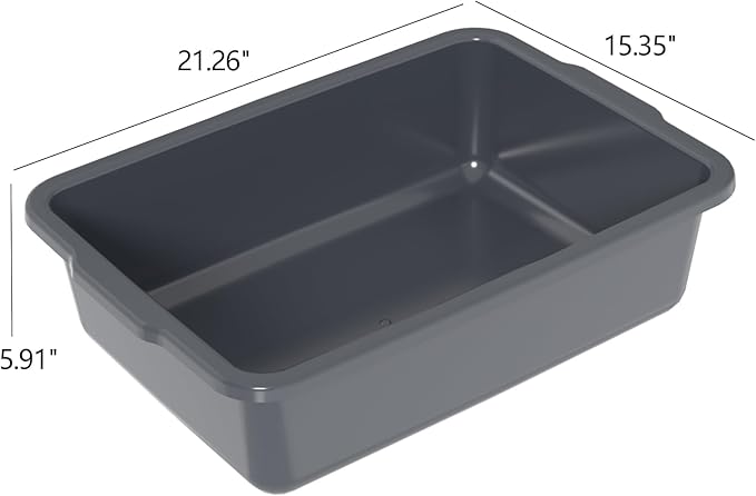 4-Pack Commercial Bus Box Large Plastic Bus Bins 24 L Gray