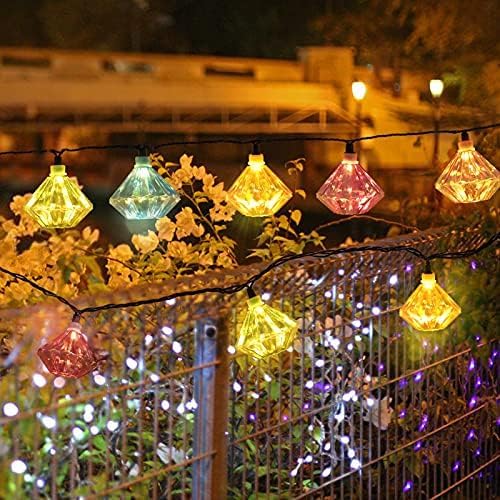 Vigdur Lantern String Lights - Multicolor Decorative String Lights Plug in with 10 Diamond Shaped Bulbs Indoor String Light for Xmas Party Wedding Bedroom Patio Decor