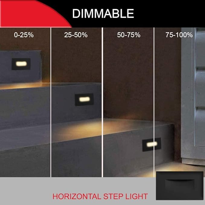 Ciata LED Stair Lights Indoor Step Lights Outdoor Light 3 Watt Warm White Stairway Lighting for Outdoor and Indoor Stairs 3000K Concrete Home Theater Lighting Black Finish Horizontal 3 Pack