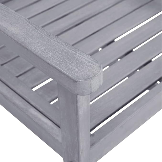 Garden Chair Set of 4 Grey Solid Acacia Wood Standard Durable Outdoor Seating with Weathered Finish for Patio Balcony Dining