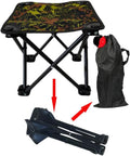 Ultra-Portable Folding Camping Stool – Mini Foldable Seat for Train Travel Queuing Fishing Hiking Gardening Art Students and Beach Use (Camouflage Yellow Trumpet 11 * 11 * 9in)