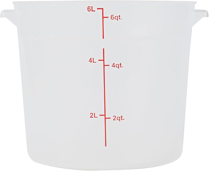 Restaurantware-Met Lux 6 Quart Food Storage Container 1 Translucent Storage Container - Lids Sold Separately Red Volume Markers Dishwashable Container Side Handles For Storing Foods