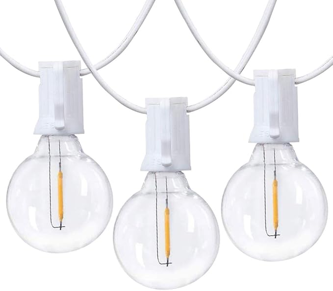 25Ft LED String Lights with 27 Shatterproof LED Clear Globe Bulbs Indoor&ampOutdoor String Lights for Patio Garden Backyard Bistro Pergola Tents Gazebo Decor White Wire