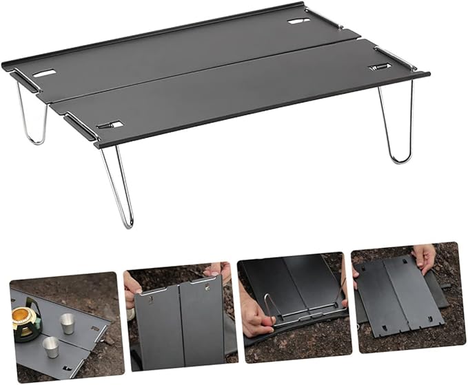 Foldable Aluminum Camping Table Lightweight Portable Picnic Desk Small Travel Table Handle for Outdoor Use