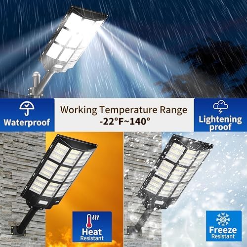 Ofuray Solar Street Lights OutdoorSolar Security Flood Lights Parking Lot Lights Commercial Dusk to Dawn 6500k Waterproof Led with Remote Control Motion for StreetCourtBarn (Of-7200W 600000Lm)
