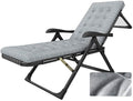 FWZJ Sun Lounger Heavy Duty Textoline Zero Gravity Chairs Folding Outdoor Reclining Chair Lunch Break Chair for Patio Garden Beach Pool with Cushions Support 180kg (Gray)