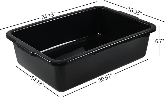 4 Pack 32 L Commercial Bus Tubs Large Rectangle Dishpan Wash Basin Tub Black