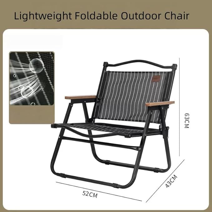 2-Pack Portable Folding Fishing Chair with Thickened Steel Frame Solid Wood Armrests &amp Teslin Fabric - Lightweight Collapsible for Hiking Beach Backpacking &amp Picnic