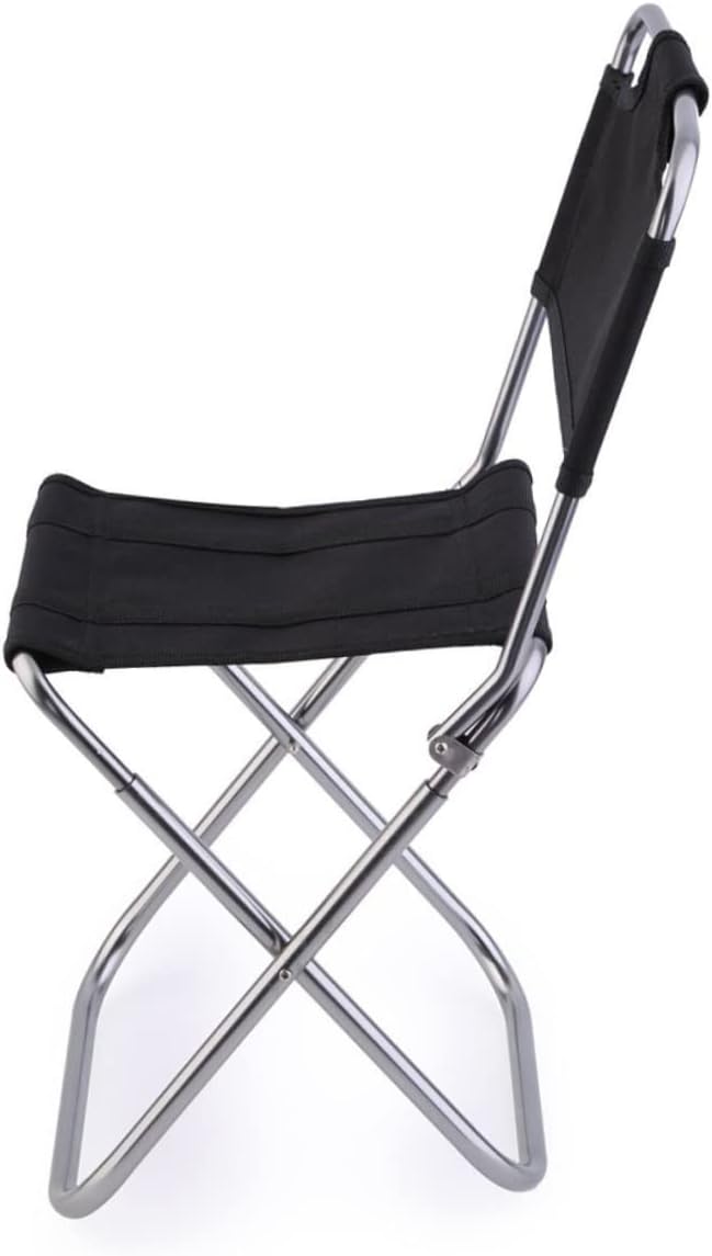 STOBAZA 100kg Portable Aluminum Alloy Folding Chair Backrest Outdoor Beach Camping Chair Lightweight Stool for Home Travel Fishing Black