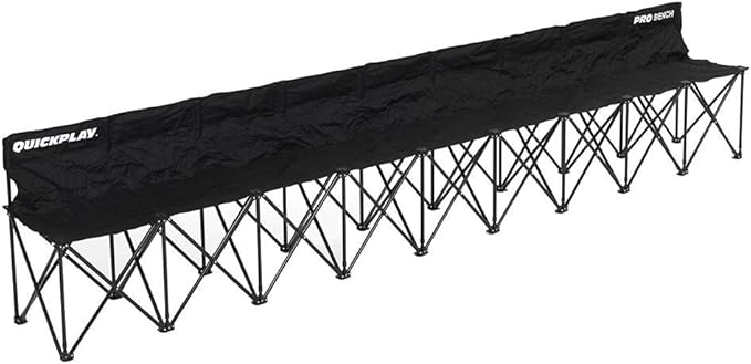 QUICKPLAY PRO Portable Folding Bench – Available in 4 6 and 9 Seats &amp 6-Seat Shelter | Heavy-Duty Fast Set-Up Seating for Sports Camping and Outdoor Activities