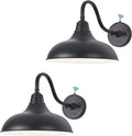 Outdoor Gooseneck Barn Light -12” Black Dusk to Dawn Exterior Wall Sconce Lighting with Photocell for Farmhouse House Porch Entryways Garage (2 Pack)