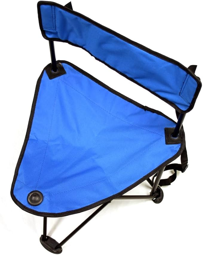Preferred Nation Tripod Stool seat with backrest. Collapsible Lightweight and Portable with Built in Shoulder Carry Strap (Set of 2) (Blue)