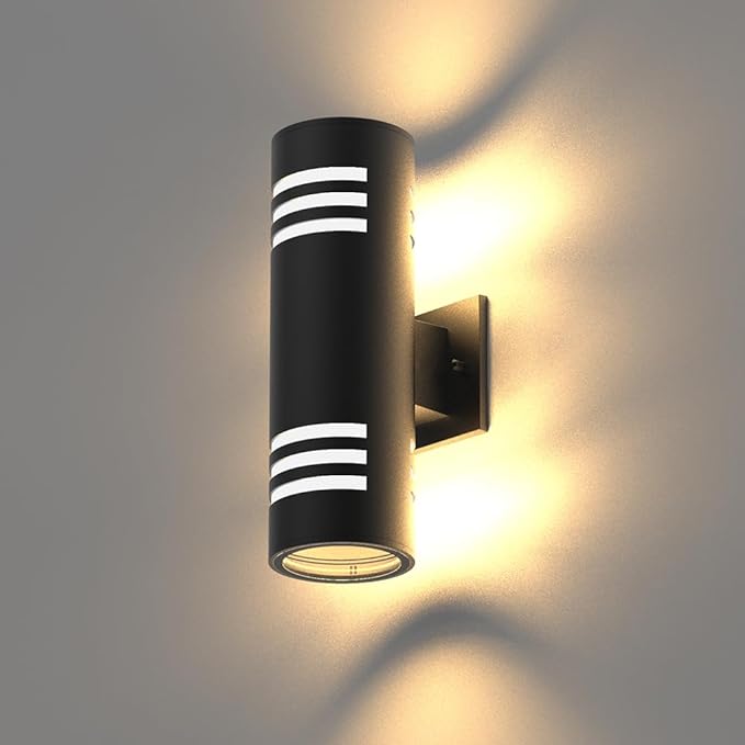 Sytmhoe Cylinder Outdoor Light Fixtures Black Modern Up Down Wall Porch Lights Exterior Wall Sconce Aluminum E26 BaseAnti-Rust Waterproof Wall Lantern for Doorway Garage Patio（1 Pack）