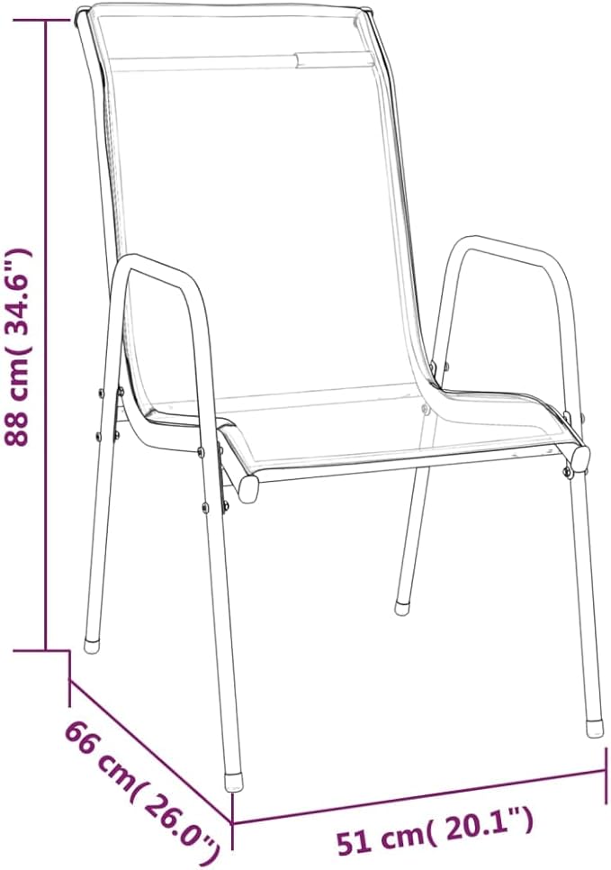 Patio Chairs Chairs for Dining Table Dining Chair Outdoor chairsPatio Chairs 4 pcs Steel and Textilene BlackSuitable for Gardens courtyards
