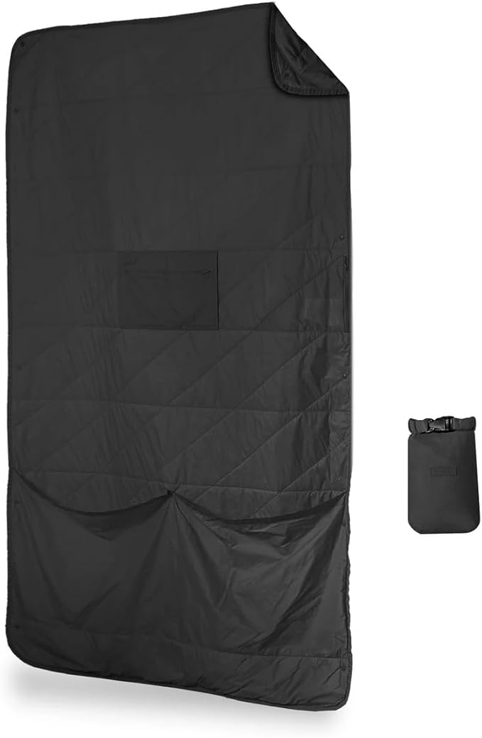 Gravel Layover Travel Blanket – Ultra-Light Compact Blanket for Camping and Outdoor Adventures - Down Alternative Portable Travel Blanket for Layovers &amp Road Trips (Black)