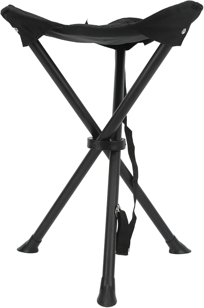 Folding Tripod Stool 200KG Load Bearing Anti Slip Good Stability Portable Foldable Chair for Outdoor Fishing Camping Picnics (Black)