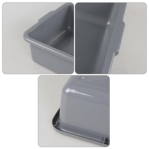 6 Packs 24 Liters Plastic Commercial Bus Tub Large Bus Tote Box Gray