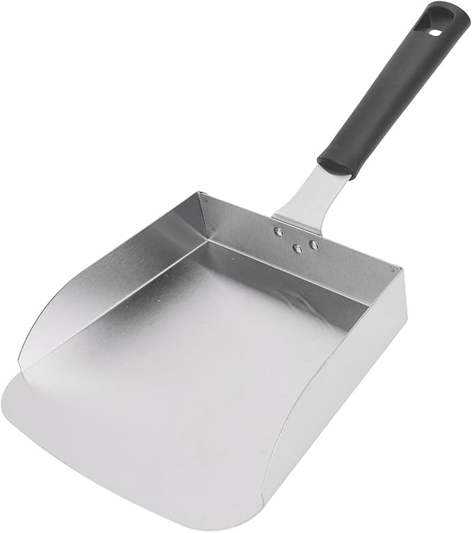 Professional Stainless Steel Griddle Food Mover Large BBQ Grill Food Shovel with Ergonomic Handle Heavy Duty Griddle Scoop for Stir Fry Cooking and Moving Food Perfect for Comme