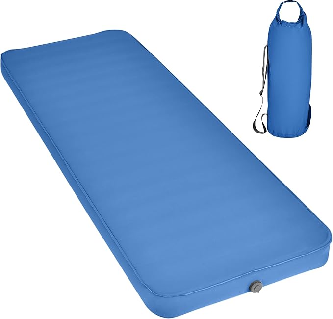 Giantex 4 Inch Self Inflating Camping Mat Blue Waterproof &amp Durable TPU Material Portable &amp Lightweight Design