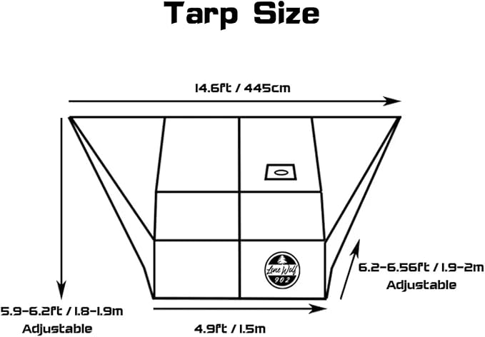 POMOLY Hammock Tarp Camping Tarp with Stove Jack Ultralight Waterproof Shelter Canvas Rain Fly for Hiking Backpacking (Khaki)