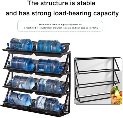 Store Display Rack Wall Mounted Storage Rack Supermarket Convenience StoreCommercial Supermarket Vegetable &amp Fruit Shelf Organizer 4-Tier Snack Rack Display with 8 Baskets Large Capacity