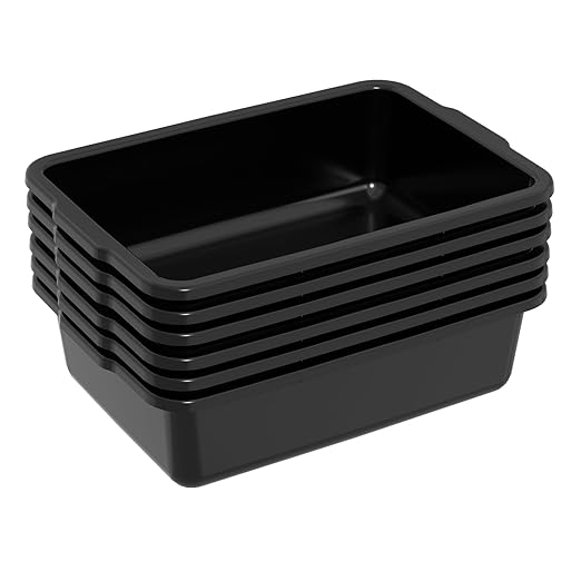 25 L Plastic Commercial Bus Tubs Restaurant Bus Boxes Black 6 Packs
