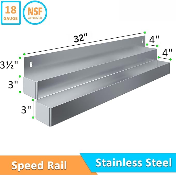 32 Double Bottle Rack for Bars Restaurants &amp Foodservice | Dual-Line Underbar Organizer Speed Rails Made up of Stainless Steel (32 Double Rail)