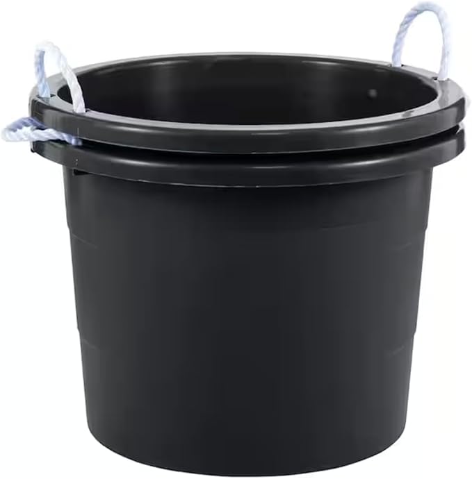 19-Gallon Black Plastic Tub with Rope Handles (2-Pack) IQ62011