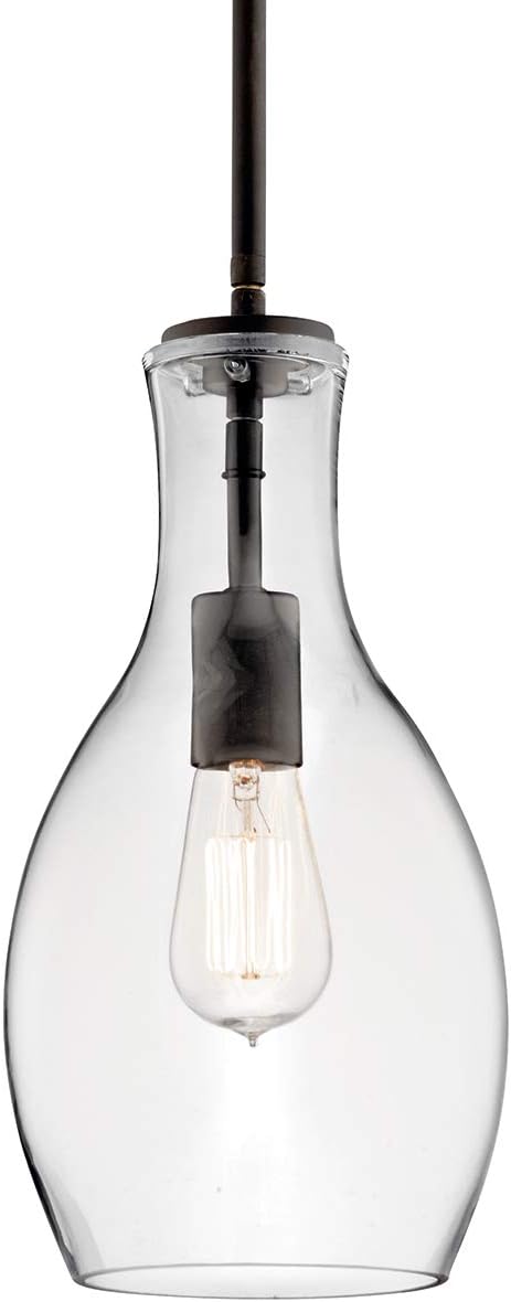 Kichler Everly 13.75 1 Light Hour Glass Pendant Clear Glass Olde Bronze®