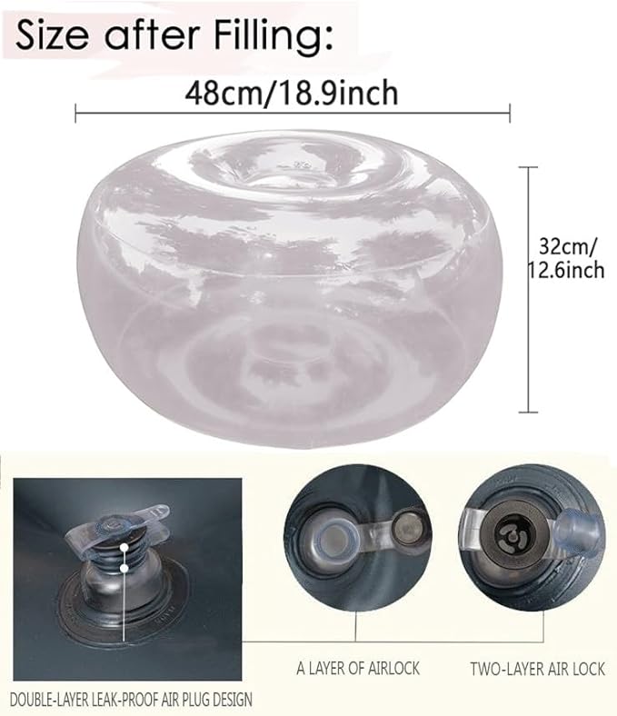 Inflatable Stool Outdoor Round Footrest Footstool with Foot Pump Portable for Patio Travel Camping Beach Vacation Swimming Pool(Rose)