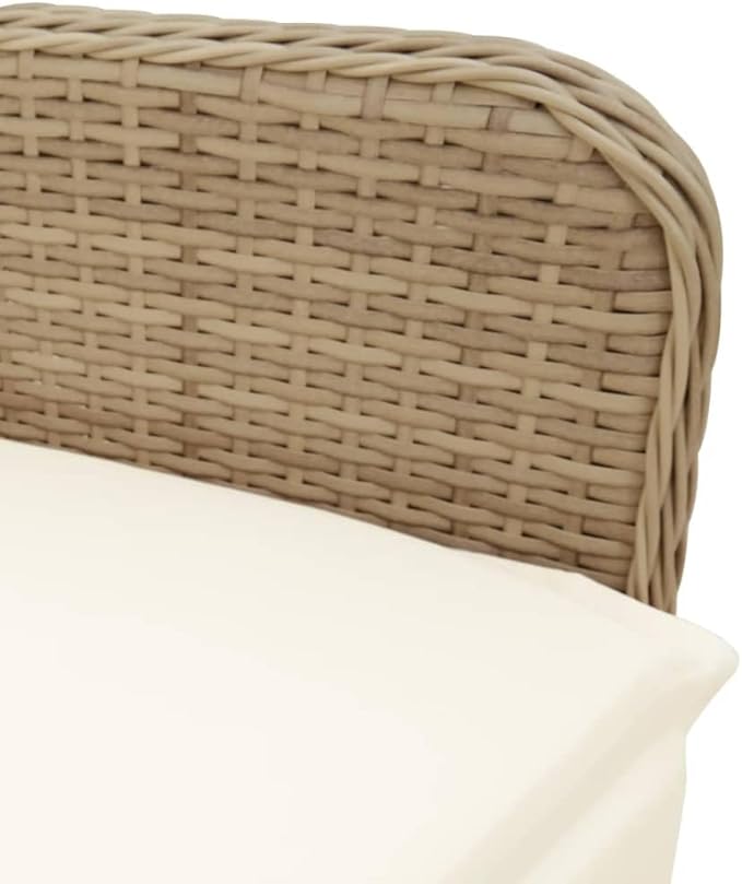 Beige Adjustable Reclining Garden Chair PE Rattan Lounge 23x21.5x36.2 Inches Powder-Coated Steel Frame Recliner Patio Seat for Balcony Yard Terrace