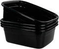Wekioger Plastic Dish Pan 14 Quart Bus Tubs 4-Pack (Black)