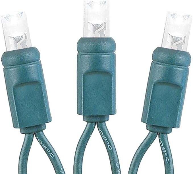 Novelty Lights Coaxial 24 Pack 25 Feet 50 Pure White LED Christmas String Commercial Grade Green Wire Waterproof Connections Modular Product Line Connect 43 Sets