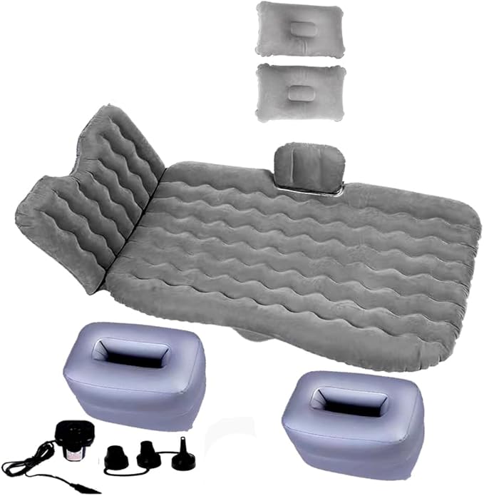 Inflatable Car Air Mattress Back Seat Bed with Air PumpThickened Portable Car Travel Sleeping Camping Air Mattress Blow Up Bed for Car Universal SUV
