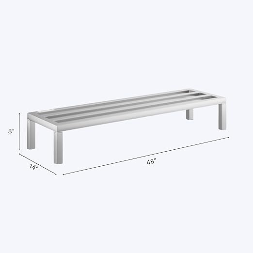 48'' x 14'' x 8'' Aluminum Welded NSF Certified Dunnage Rack - 1400 lb. Capacity for Restaurant Storage Warehouse Garage