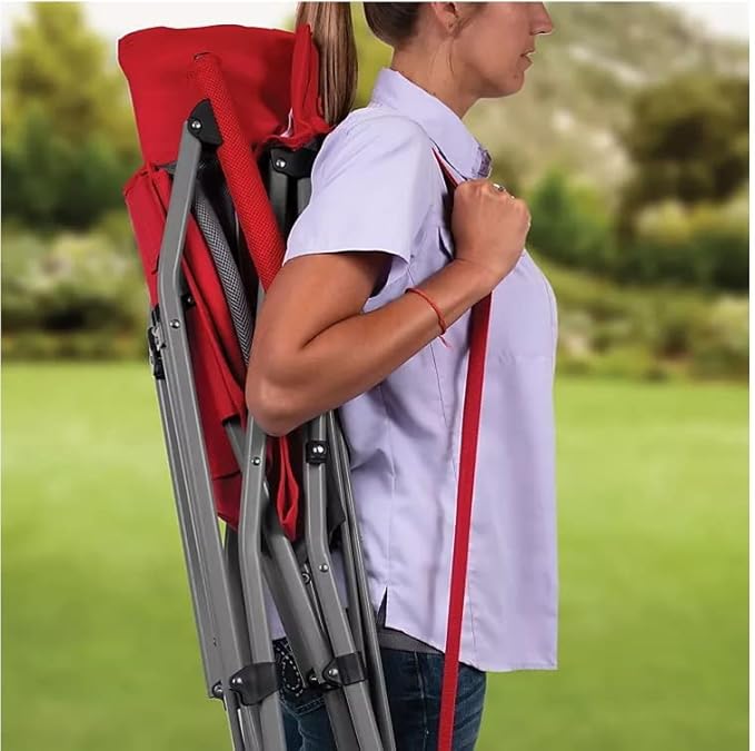 Oversized Folding Hard ARM Lawn Chair 325 LB Color: RED New- Camping and Beach