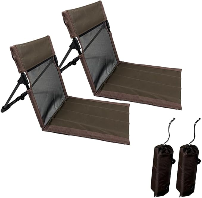 2 Pack Foldable Camping Chairs with Mesh BackrestUltra-Light Portable Beach Chairs with Carry Bag for Sunbathing Swimming Poolside Picnic Lawn Road Trips (Brown)