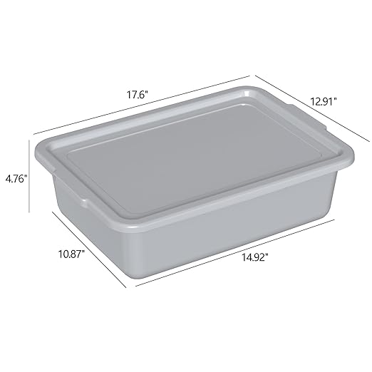 Anbers 12-Pack 13 L Bus Tubs Commercial Plastic Restaurant Bus Tubs with Lids Grey