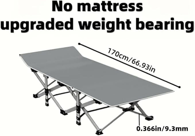 Oversized Heavy-Duty Outdoor Folding Bed with Side Pockets&ampMattress(Mini Model Optional)-755/655/55Lbs Super Capacity Camping CotGarden (Mattress Free Slim Carrying Case (455lbs)