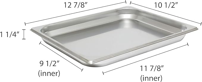 TrueCraftware-Half Size 1-1/4 Deep Stainless Steel Anti-Jamming Steam Table Pan 22 Gauge- Chafing Steam Food Pan Anti-Jam Steam Table Hotel Pan for Restaurant Family Events Personal Catering Use
