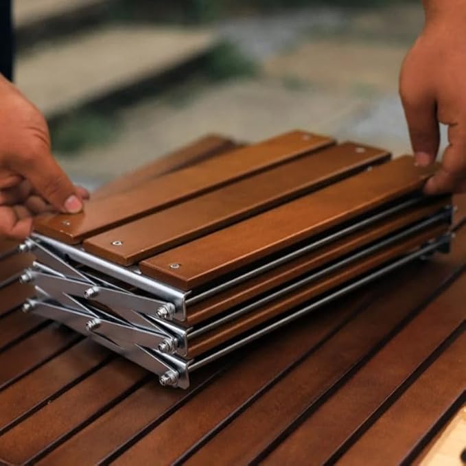 Three Level Solid Wood Outdoor Camping Rack Folding Multifunctional Storage Table Storage Display Rack Camping Coffee Table