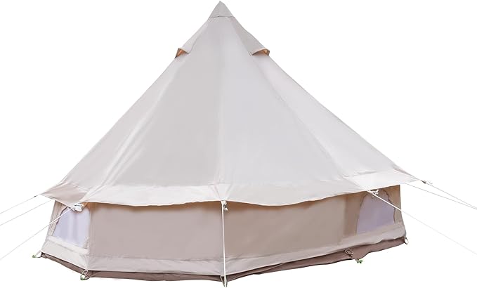 Bell Tent Yurt Tents with Carrying Bag 4 Seasons Waterproof Tent 6.5ft Sturdy Center Rod for Camping 100% Cotton Glamping Tents Breathable Holds up to 2 People